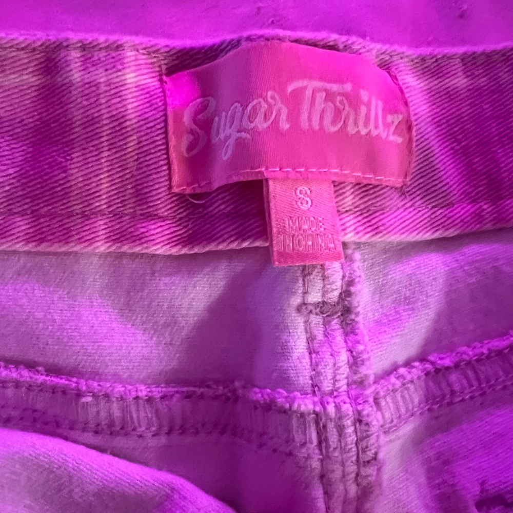 Sugar Thrillz Pink Plaid Skinny Pants - Picture 4 of 4